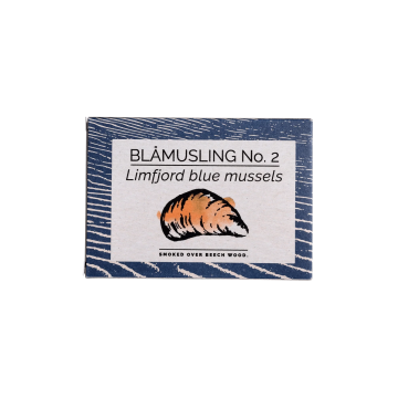 Tin of FANGST Blåmusling No. 2 Nordic blue mussels in organic oil