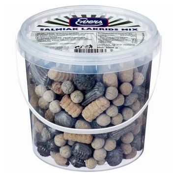 Evers Salmiak Lakrids Mix Display 1kg med salmiak- og lakridsbolsjer