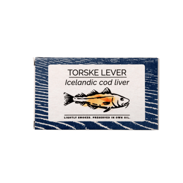 Tin of FANGST cod liver preserved in its own oil