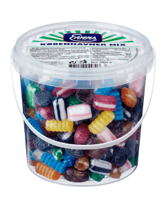 Evers K&oslash;benhavner Mix Display 1kg med danske bolsjer i frugt, karamel, lakrids og pebermynte