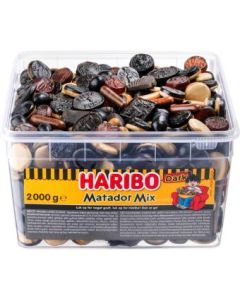 Haribo Matador Mix Dark med s&oslash;d, salt, fyldt og overtrukket lakridsblanding