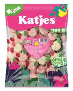 Katjes Gr&uuml;n-Ohr-Hase 700g veganske skumkaniner med frugtgummi-&oslash;rer