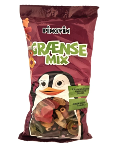 Pingvin Grænse Mix 800g blanding af lakrids, frugtgummi og vingummi