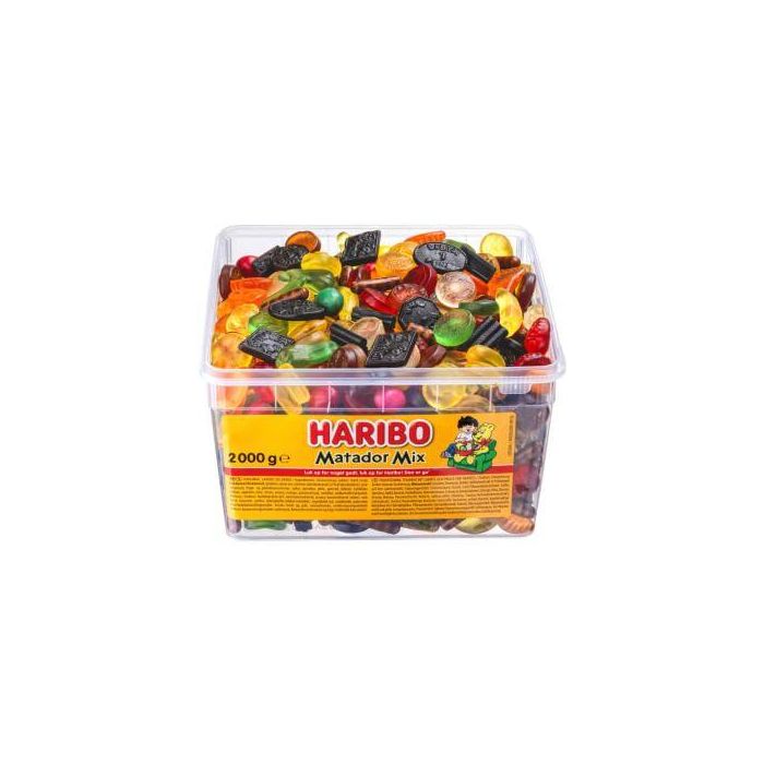 Haribo Matador Mix 2 kg sortiment med forskellige frugtgummier, vingummier og lakrids